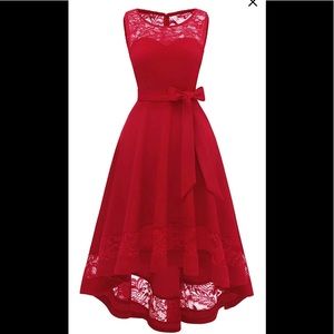 High low red chiffon dress